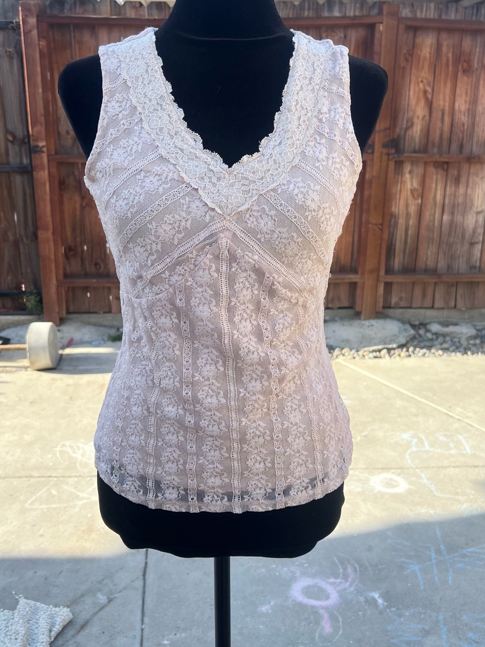 90s Y2K J. Jill Lace Trim Sleeveless Top in Dusty Rose